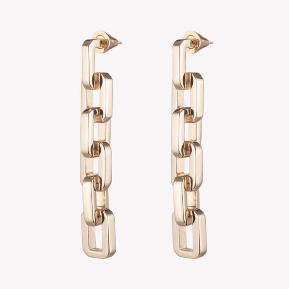 Eddie Borgo Supra Link‎ Drop Earrings Gold 12K Finish Modern Luxe Statement NEW